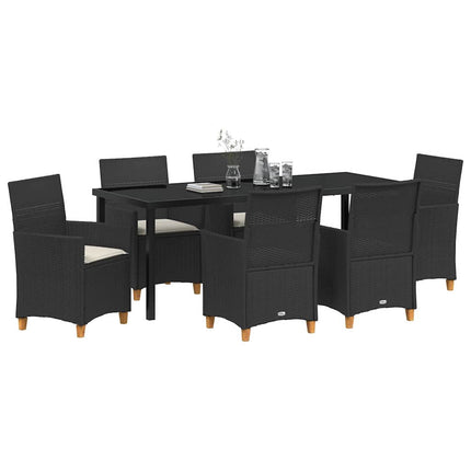 Garden Dining Set 7 pcs Black Poly Rattan