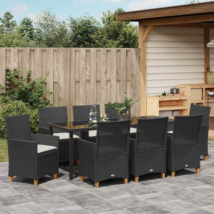 Garden Dining Set 9 pcs Black Poly Rattan