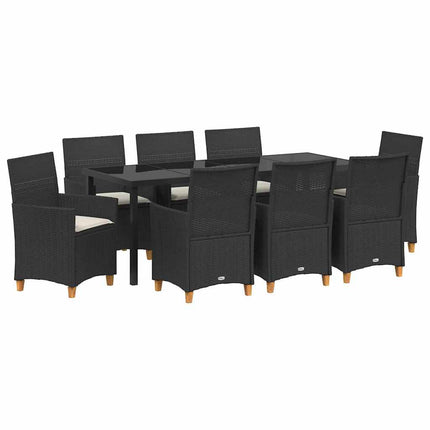 Garden Dining Set 9 pcs Black Poly Rattan