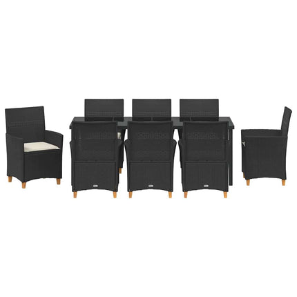 Garden Dining Set 9 pcs Black Poly Rattan