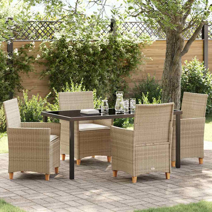 Garden Dining Set 5 pcs Beige Poly Rattan