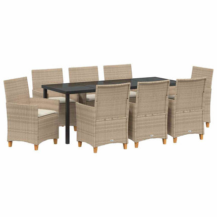 Garden Dining Set 9 pcs Beige Poly Rattan