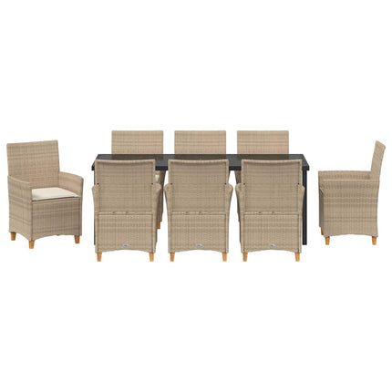 Garden Dining Set 9 pcs Beige Poly Rattan