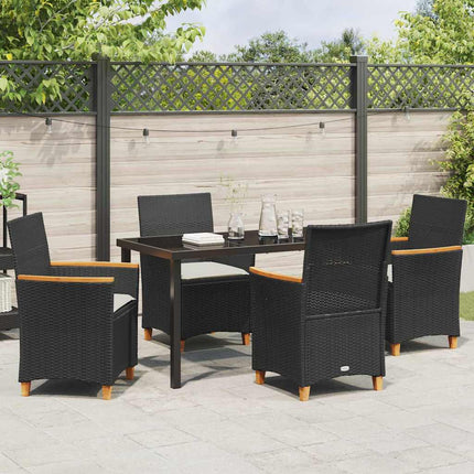 Garden Dining Set 5 pcs Black Poly Rattan