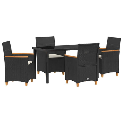 Garden Dining Set 5 pcs Black Poly Rattan