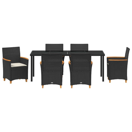 Garden Dining Set 7 pcs Black Poly Rattan