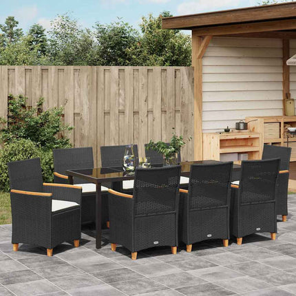 Garden Dining Set 9 pcs Black Poly Rattan