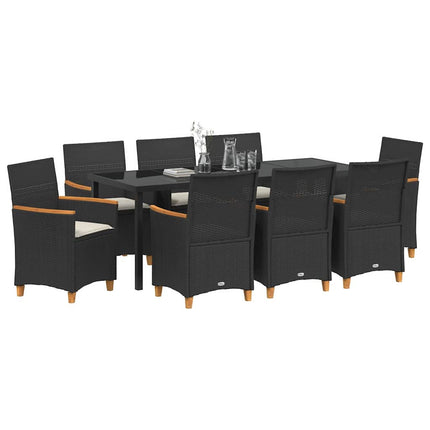 Garden Dining Set 9 pcs Black Poly Rattan
