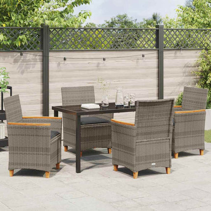 Garden Dining Set 5 pcs Grey Poly Rattan