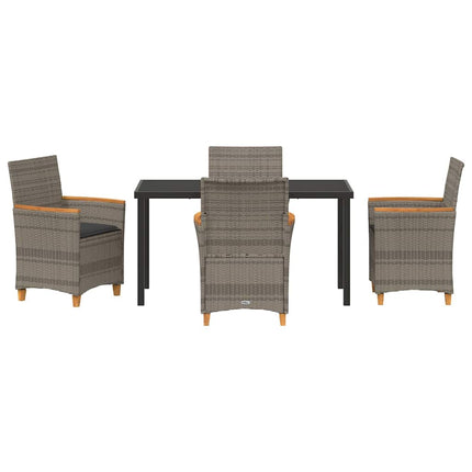 Garden Dining Set 5 pcs Grey Poly Rattan