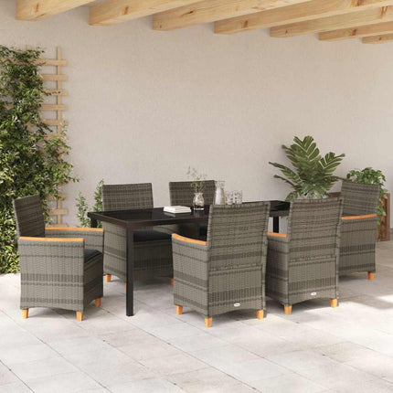 Garden Dining Set 7 pcs Grey Poly Rattan