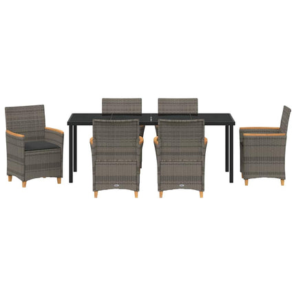 Garden Dining Set 7 pcs Grey Poly Rattan