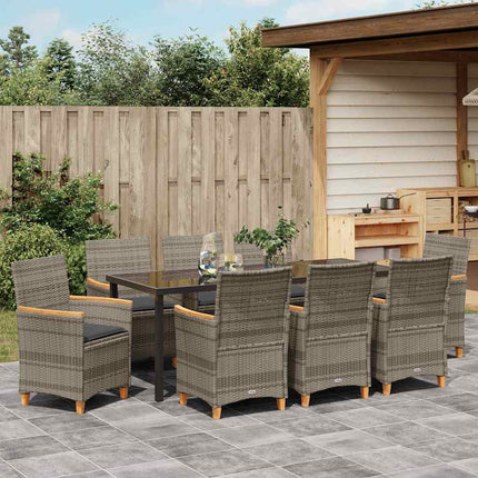 Garden Dining Set 9 pcs Grey Poly Rattan