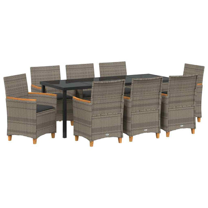 Garden Dining Set 9 pcs Grey Poly Rattan