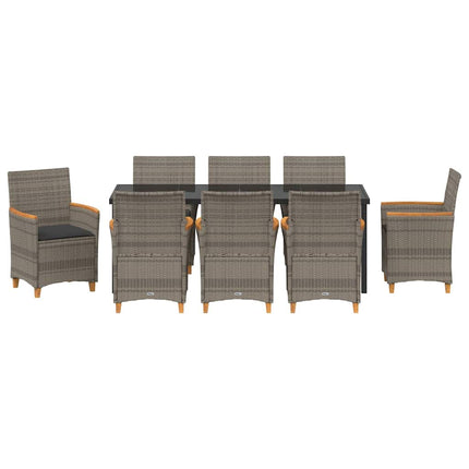 Garden Dining Set 9 pcs Grey Poly Rattan