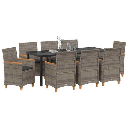 Garden Dining Set 9 pcs Grey Poly Rattan