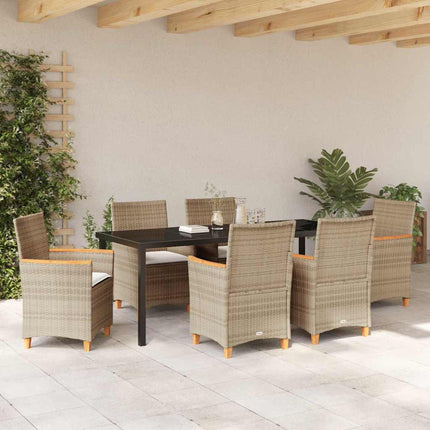 Garden Dining Set 7 pcs Beige Poly Rattan