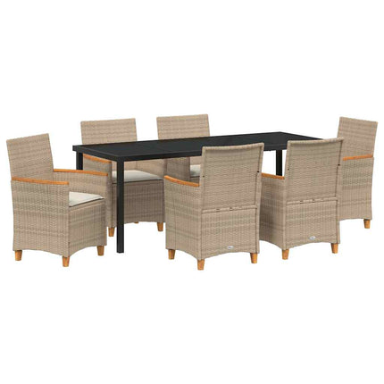 Garden Dining Set 7 pcs Beige Poly Rattan