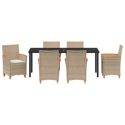Garden Dining Set 7 pcs Beige Poly Rattan