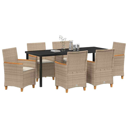 Garden Dining Set 7 pcs Beige Poly Rattan