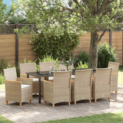 Garden Dining Set 9 pcs Beige Poly Rattan
