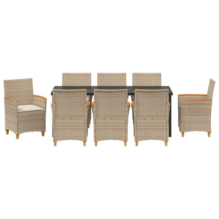 Garden Dining Set 9 pcs Beige Poly Rattan