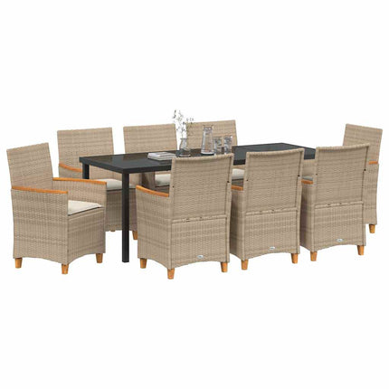 Garden Dining Set 9 pcs Beige Poly Rattan