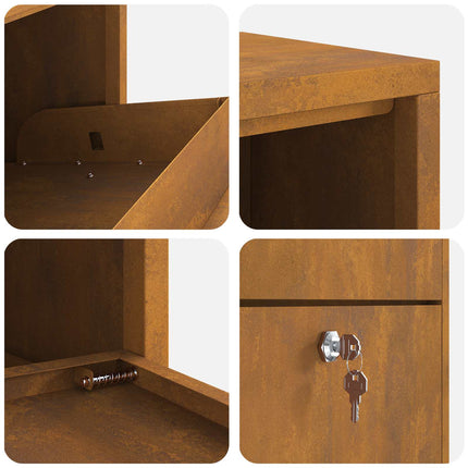 Parcel Drop Box Rusty 17.32 x 8.66 x 32.28 in Weathering Steel