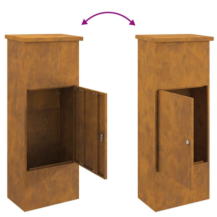 Parcel Drop Box Rusty 17.52 x 11.42 x 43.50 in Weathering Steel