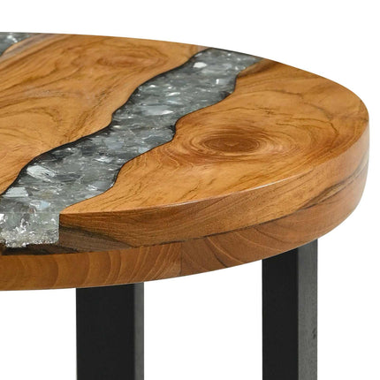 Coffee Table Brown 15.75 x 15.75 x 17.72 in Solid Teak Wood