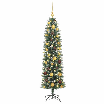 Artificial Slim Christmas Tree Green and White 59.06 in