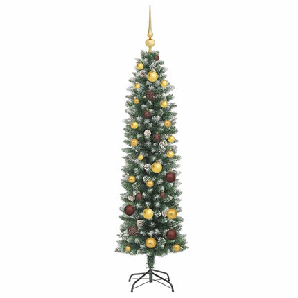 Artificial Slim Christmas Tree Green and White 59.06 in