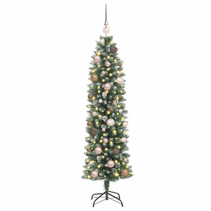 Artificial Slim Christmas Tree Green and White 59.06 in