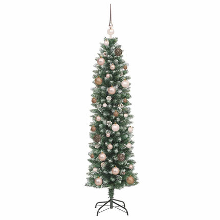 Artificial Slim Christmas Tree Green and White 59.06 in