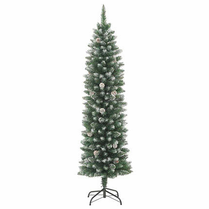 Artificial Slim Christmas Tree Green and White 59.06 in