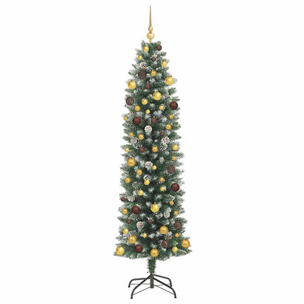 Artificial Slim Christmas Tree Green and White 82.68 in