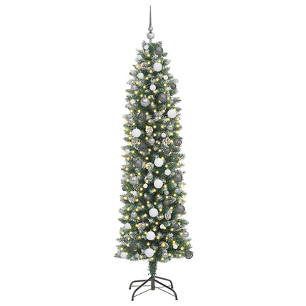 Artificial Slim Christmas Tree Green and White 82.68 in