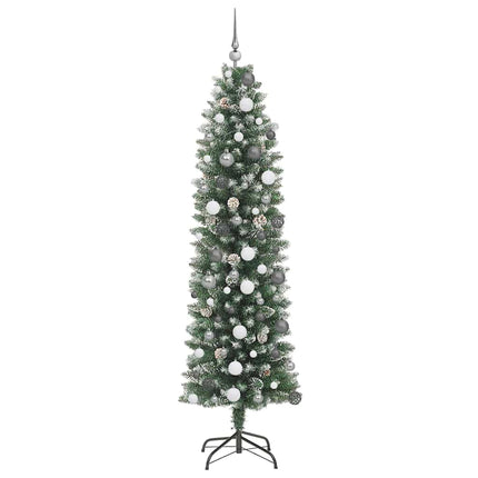Artificial Slim Christmas Tree Green and White 82.68 in