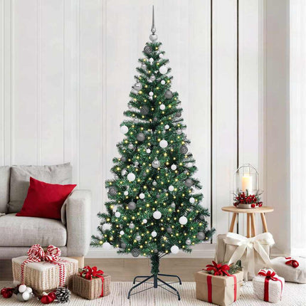 Artificial Pre-lit Christmas Tree Green 82.7" PVC and Metal