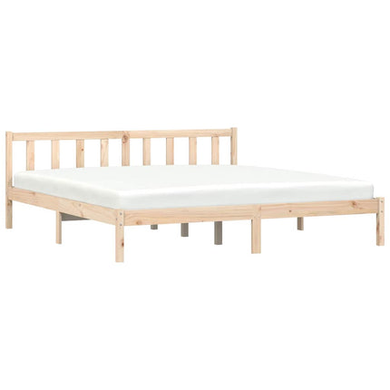 Bed Frame Natural 75.98 x 79.92 in Solid Pine Wood