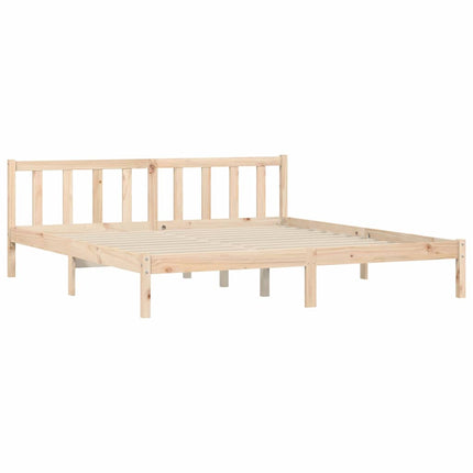 Bed Frame Natural 75.98 x 79.92 in Solid Pine Wood
