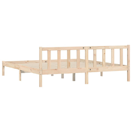 Bed Frame Natural 75.98 x 79.92 in Solid Pine Wood