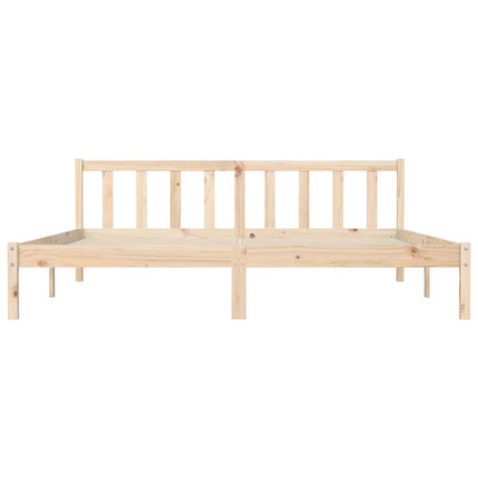 Bed Frame Natural 75.98 x 79.92 in Solid Pine Wood