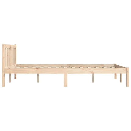 Bed Frame Natural 75.98 x 79.92 in Solid Pine Wood