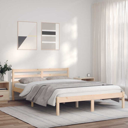 Bed Frame Natural 76.97 x 56.10 x 27.36 in Solid Pine Wood
