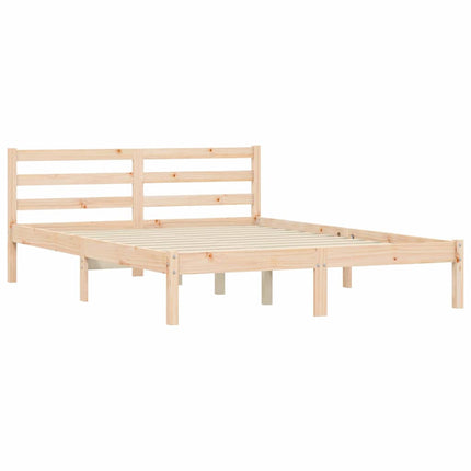 Bed Frame Natural 76.97 x 56.10 x 27.36 in Solid Pine Wood