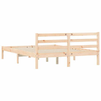 Bed Frame Natural 76.97 x 56.10 x 27.36 in Solid Pine Wood