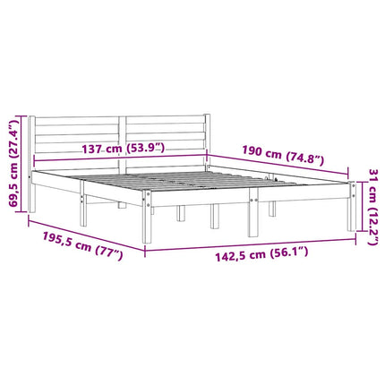 Bed Frame Natural 76.97 x 56.10 x 27.36 in Solid Pine Wood