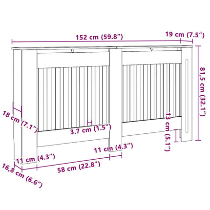 Radiator Cover 2 pcs Grey 59.84 x 7.48 x 32.09 in