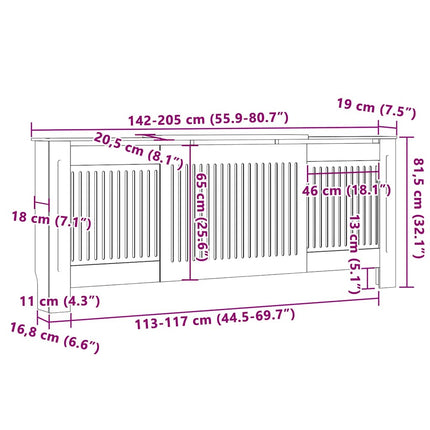 Radiator Cover 2 pcs Grey 80.71 x 8.07 x 32.09 in